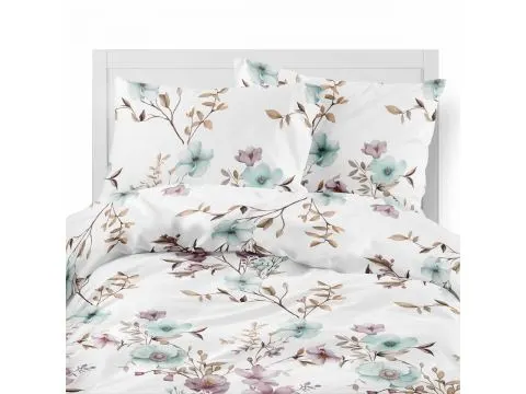 Pościel flanelowa 220x200 – pastelowe kwiatki na jasnym tle