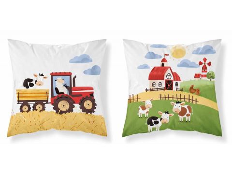 Poszewka bawełniana 40x40 słoneczna farma dla dzieci