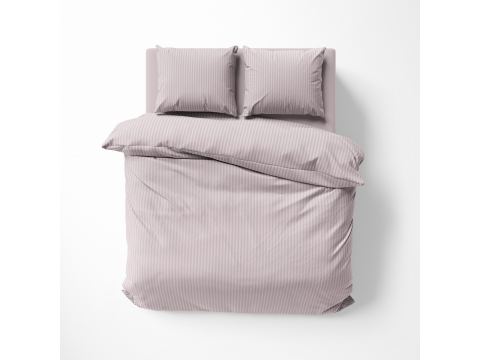 Pościel 220x200 adamaszek pure róż pudrowy pasek 1 cm rożowa