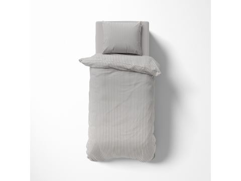 Pościel 140x200 +70x80 adamaszek pure light grey pasek 1 cm jasny popiel