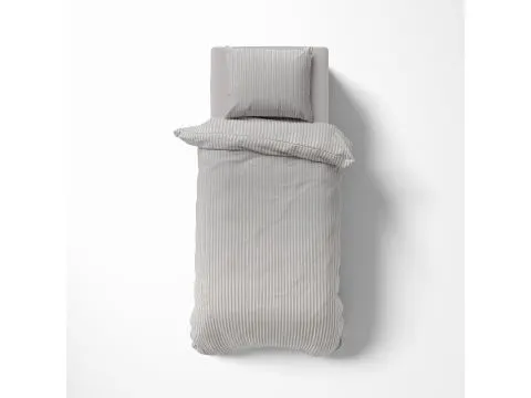 Pościel 140x200 +70x80 adamaszek pure light grey pasek 1 cm jasny popiel
