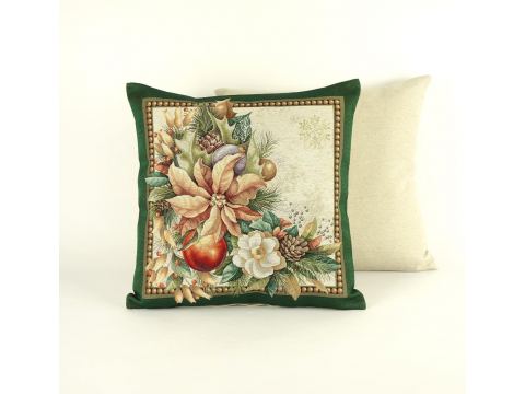 Poszewka świąteczna gobelinowa zielony stroik nr. 404 SlodkieSny 45x45 cm gobelin