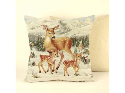 Poszewka świąteczna gobelinowa sarenki zimą nr. 427 SlodkieSny 45x45 cm gobelin