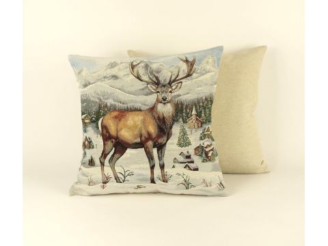 Poszewka świąteczna gobelinowa jeleń zimą nr. 428 SlodkieSny 45x45 cm gobelin
