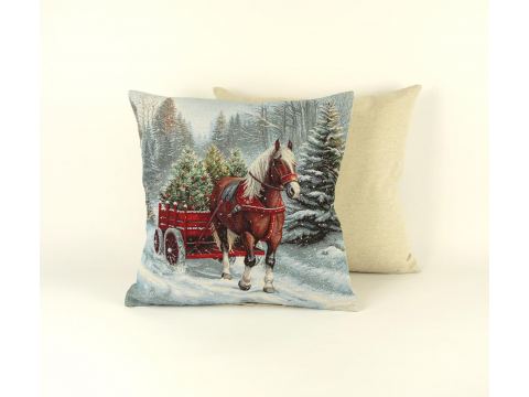 Poszewka świąteczna gobelinowa koń w lesie nr. 431 SlodkieSny 45x45 cm gobelin