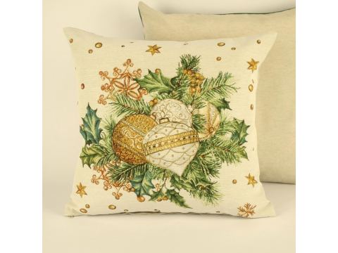 Poszewka świąteczna gobelinowa zielono złoty stroik nr. 408 SlodkieSny 45x45 cm gobelin