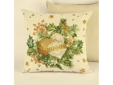 Poszewka świąteczna gobelinowa zielono złoty stroik nr. 408 SlodkieSny 45x45 cm gobelin
