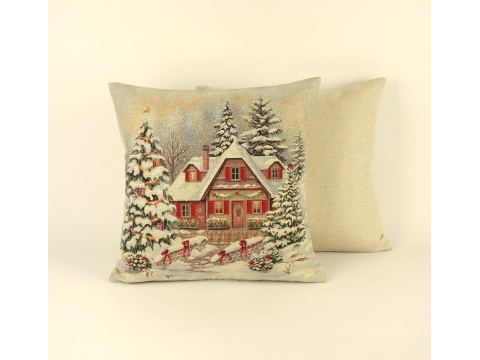 Poszewka świąteczna gobelinowa świąteczna chatka nr. 422 SlodkieSny 45x45 cm gobelin