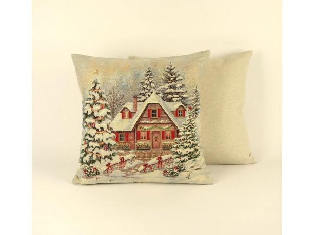 Poszewka świąteczna gobelinowa świąteczna chatka nr. 422 SlodkieSny 45x45 cm gobelin