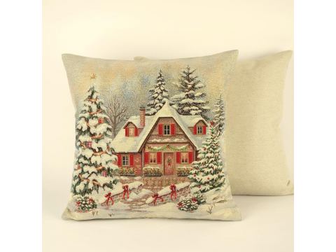 Poszewka świąteczna gobelinowa świąteczna chatka nr. 422 SlodkieSny 45x45 cm gobelin