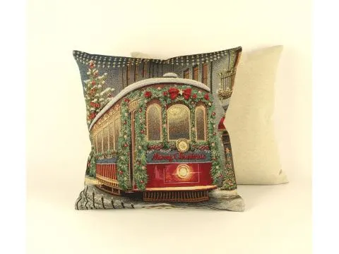 Poszewka świąteczna gobelinowa świąteczny pociąg nr. 423 SlodkieSny 45x45 cm gobelin