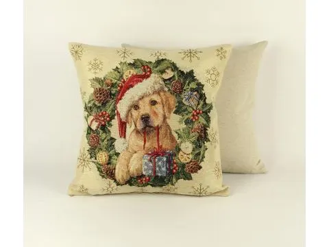 Poszewka świąteczna gobelinowa piesek w czapeczce nr. 434 SlodkieSny 45x45 cm gobelin