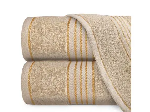 Ręcznik 70x140 kąpielowy bawełniany Tiwano cappuccino ze złotą bordiurą