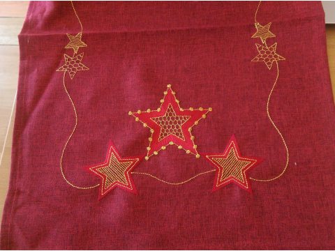 Bieżnik świąteczny - bordowy z gwiazdkami - 40x90  cm - wz. 2840