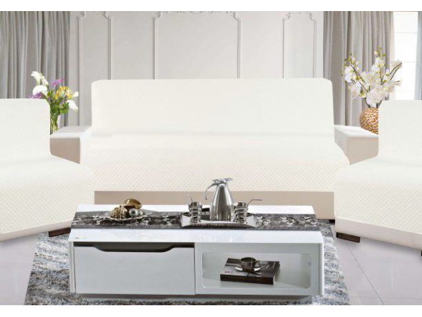 Kpl. Narzuta na sofę jednobarwna 160x210 +2 /70x160 Diamond  Jasny Krem