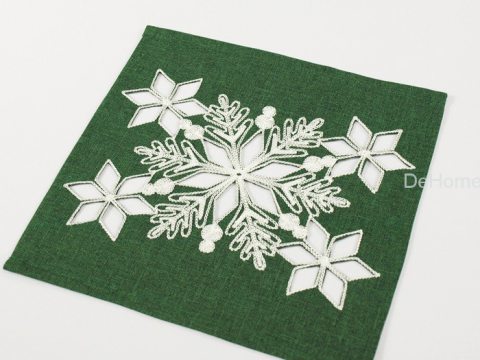 Serwetka haftowana świąteczna Zielona Gwiazda  -  25x25 cm Laufer zielony   15974