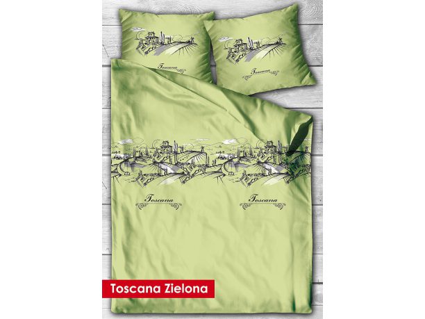 Pościel satynowa Toscana  Zelona 140x200 Gold Line Greno
