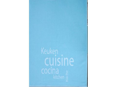 Ściereczka kuchenna - Kitchen - niebieska z napisem -  50x70 cm - Nowo Gusto - Greno