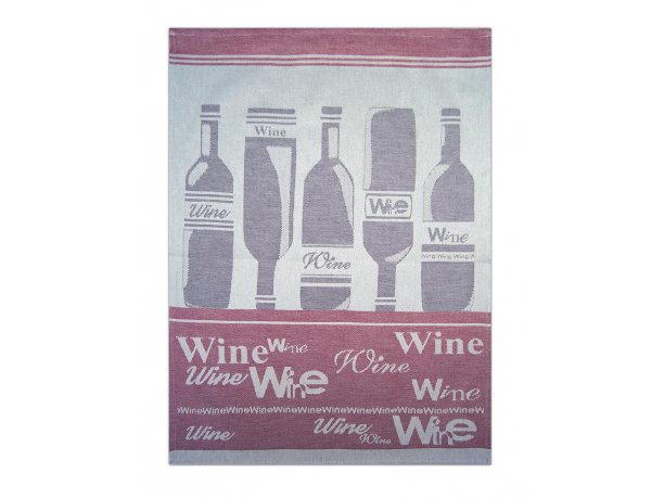 Ściereczka kuchenna - Wine Bordo - bordowy, srebrny z winami - 50x70 cm - Exclusive Greno