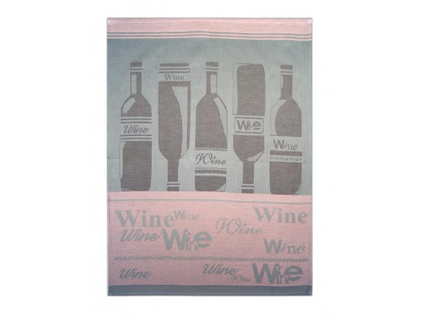 Ściereczka kuchenna - Wine Łosoś - różowy, srebrny z winami - 50x70 cm - Exclusive Greno