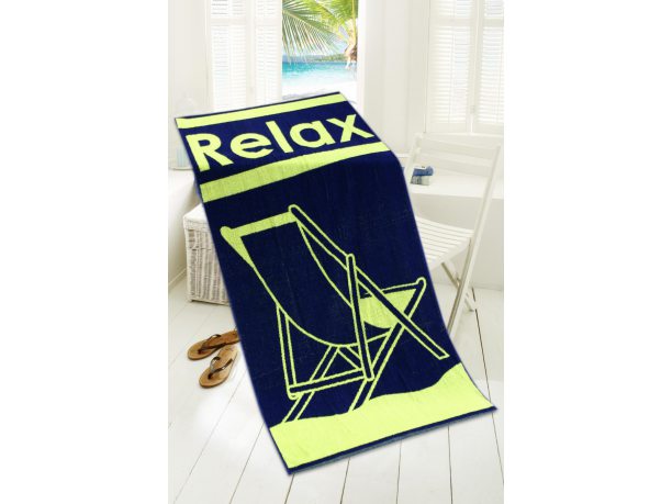 Ręcznik plażowy - 80x160 cm - kąpielowy z leżakiem - Relax Limonka - Greno