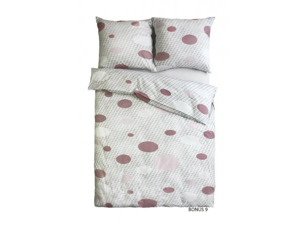Pościel z satyny bawełnianej - Sweet Home - białe, szare, różowe kropki - 160x200 cm - Bonus 9 - wz. 18579/2 - Andropol