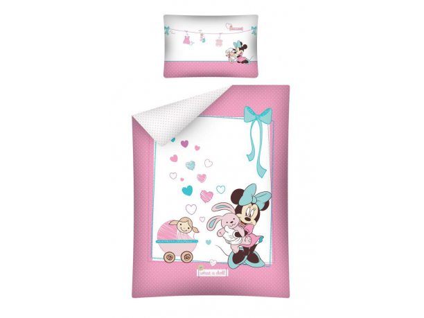 Pościel dziecięca biało różowa Myszka Minnie  do łóżeczka  Mickey Mouse  -  100 x 135  STC 15  A
