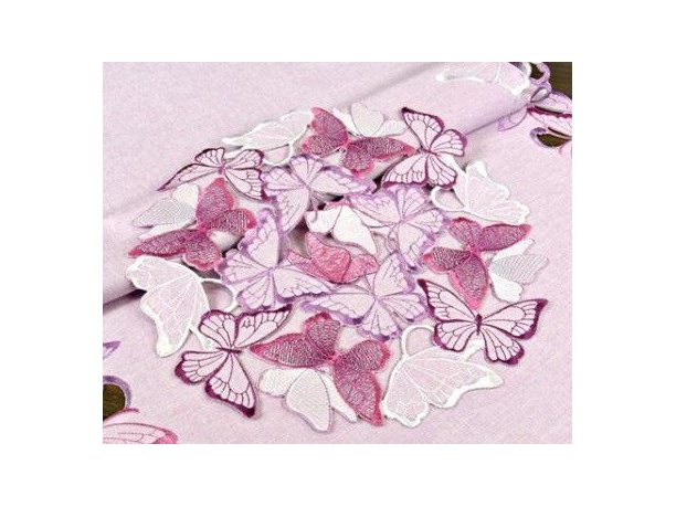 Serwetka haftowana -  fioletowe motylki -   śr. 30  cm int 15702