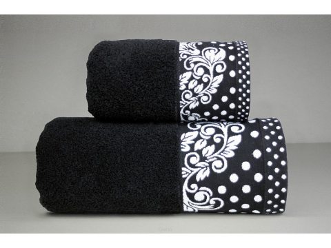 Ręcznik Melissa - Czarny z biała bordiurą  - 70  x 140 - Greno