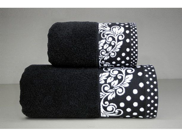 Ręcznik Melissa - Czarny z biała bordiurą  - 50 x90 - Greno