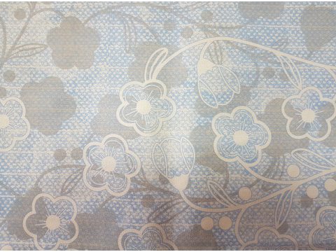 Pościel z satyny bawełnianej Frotex - Santorini - Kwiatuszki - białe - niebieskie - 140x200 + 70x80   greno