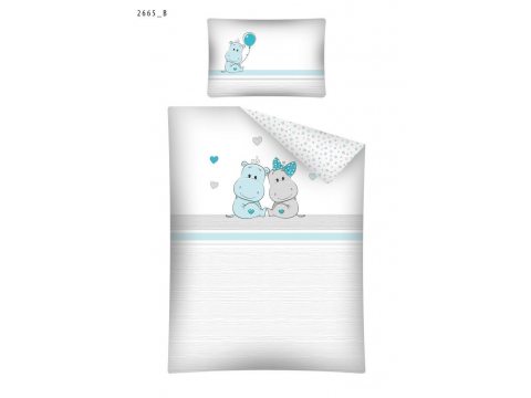 Pościel dla dzieci z bawełny do łóżeczka - Hipcio - 100x135 +40x60 - 2665 B