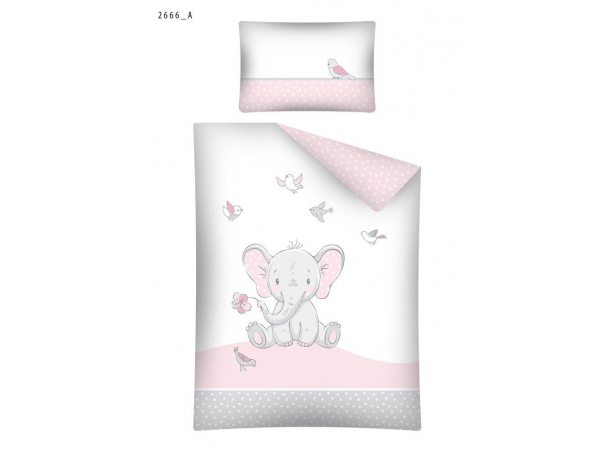 Pościel dla dzieci z bawełny do łóżeczka - Słonik - 100x135 +40x60 - 2666 A