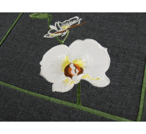 Haftowana serwetka - Orchidea - grafit - 30 x 30 cm - 9419