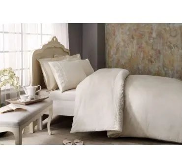 Ekskluzywna pościel satynowa z koronką - Olivia Beige  - 200x220 - Tivolyo