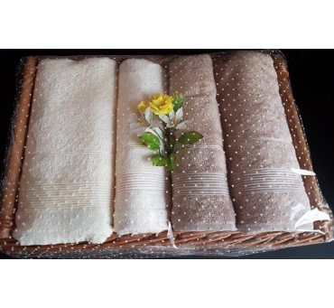Kpl. Ręczników Bambusowych na prezent - Moreno II - Kosz - Krem, Beż