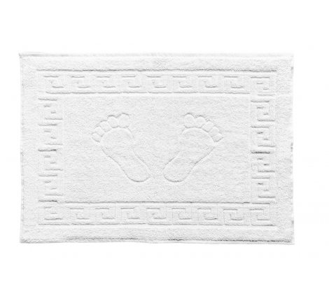 Dywanik łazienkowy - Stopki - Klucz grecki - 50x70 cm  Biały