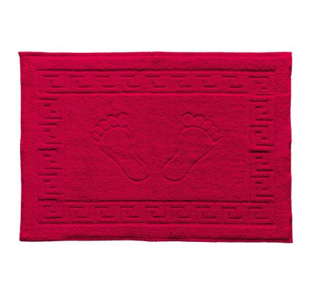 Dywanik łazienkowy - Stopki - Klucz grecki - 50x70 cm  Czerwony