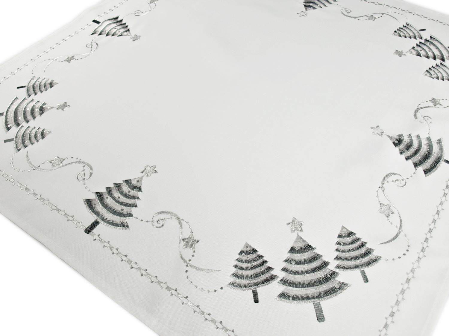 Bieżnik świateczny - srebrna choinka - 85 x 85 cm int 43166 white - boże narodzenie
