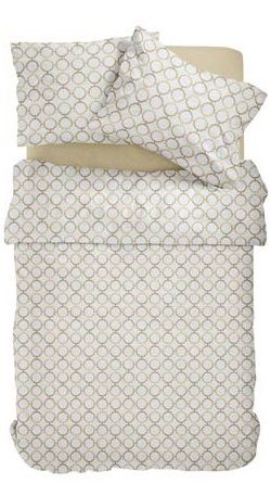 Pościel z satyny bawełnianej - Fashion Satin - Biało Złoty Oktagon - 220 x 200 wz. 2603 A w pudełku