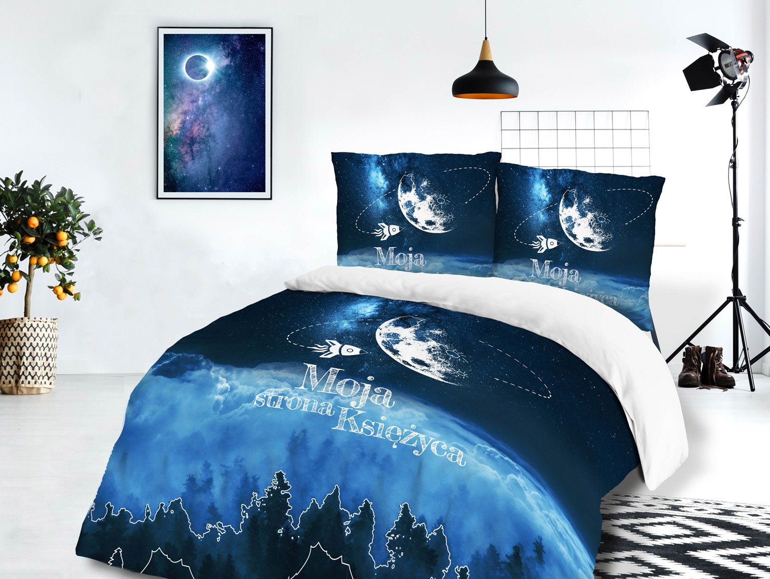 Pościel z bawełny - Moja Strona Księżyca - 160x200 -61479/1 - vintage