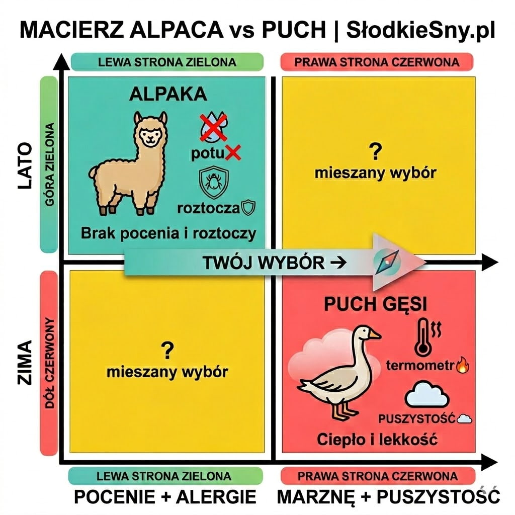 Kołdra alpaka czy puch - macierz wyboru dla alergików i zmarzluchów